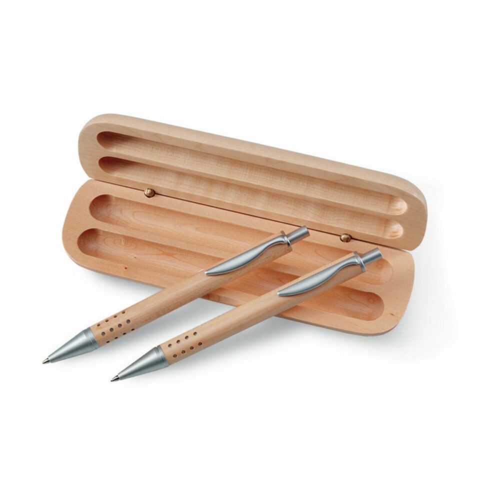 Długopis i ołówek w pudełku