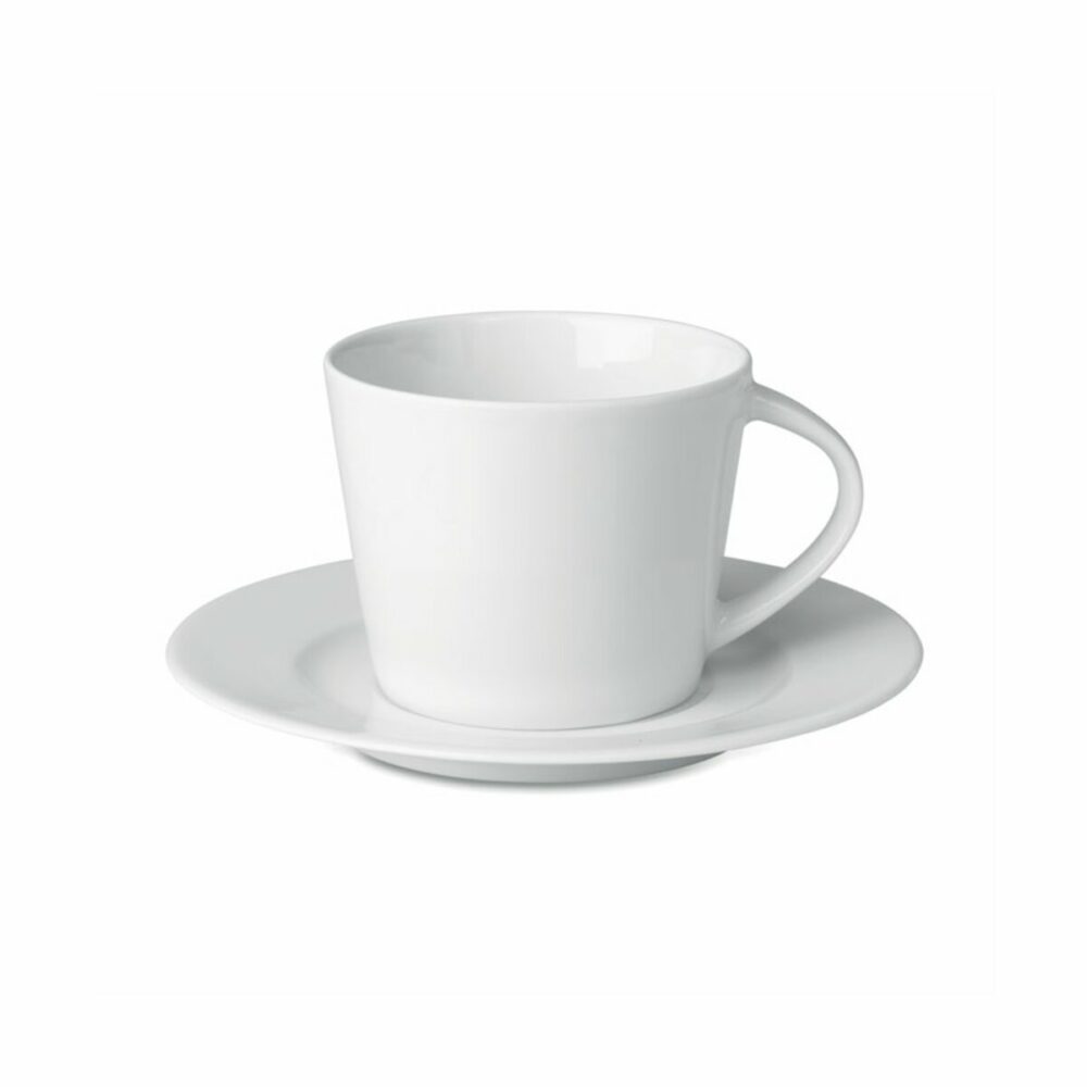 Kubek cappuccino i talerzykiem