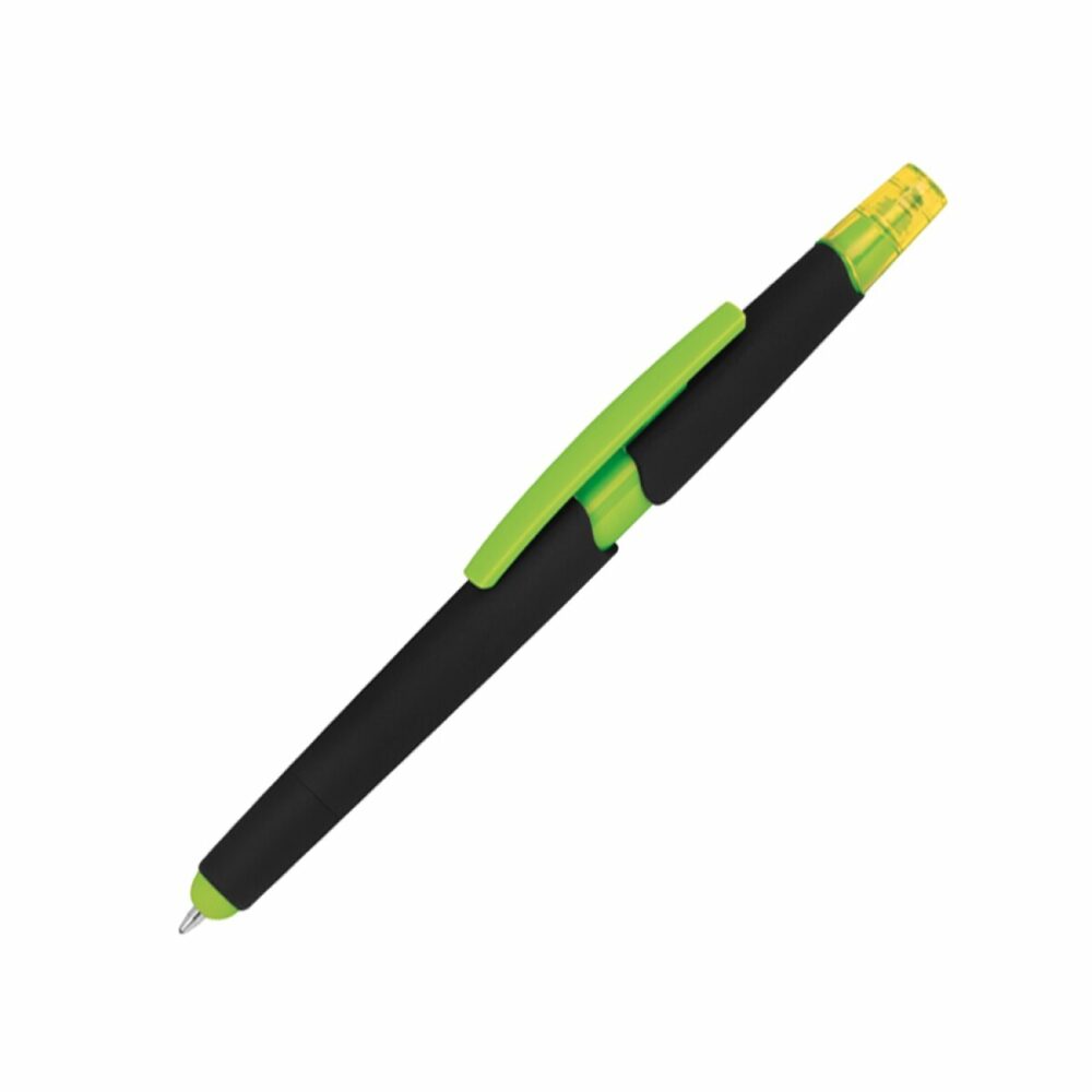 Długopis plastikowy do ekranów dotykowych z zakreślaczem - jasnozielony
