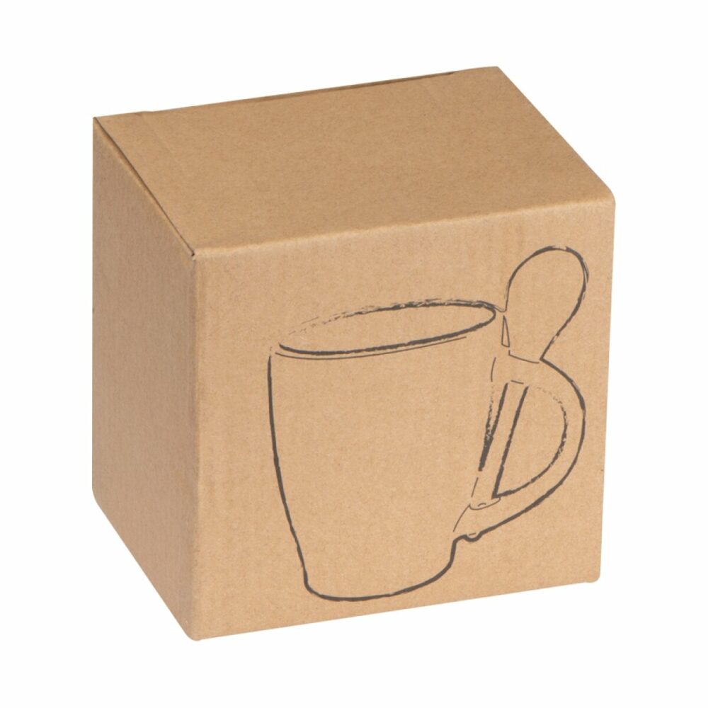 Kubek ceramiczny z łyżeczką 250 ml - niebieski
