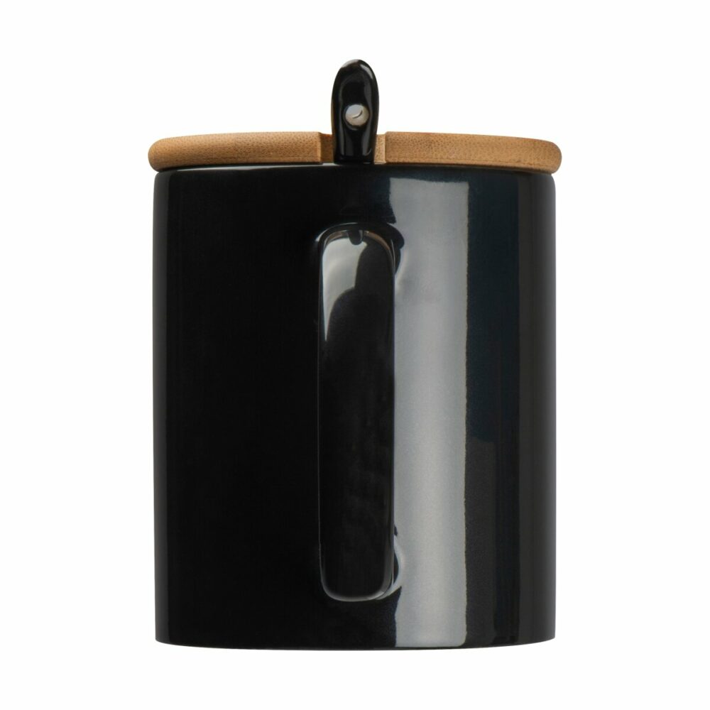 Kubek ceramiczny z łyżeczką 300 ml - czarny