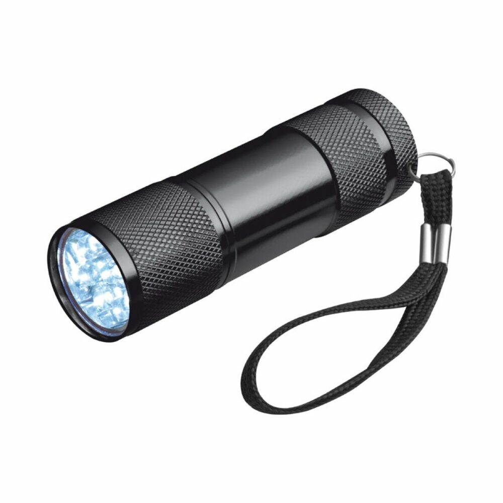 Latarka 9 LED metalowa - czarny