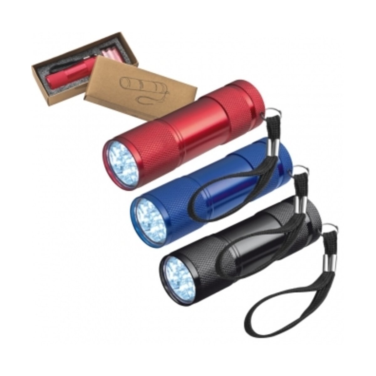 Latarka 9 LED metalowa - czarny