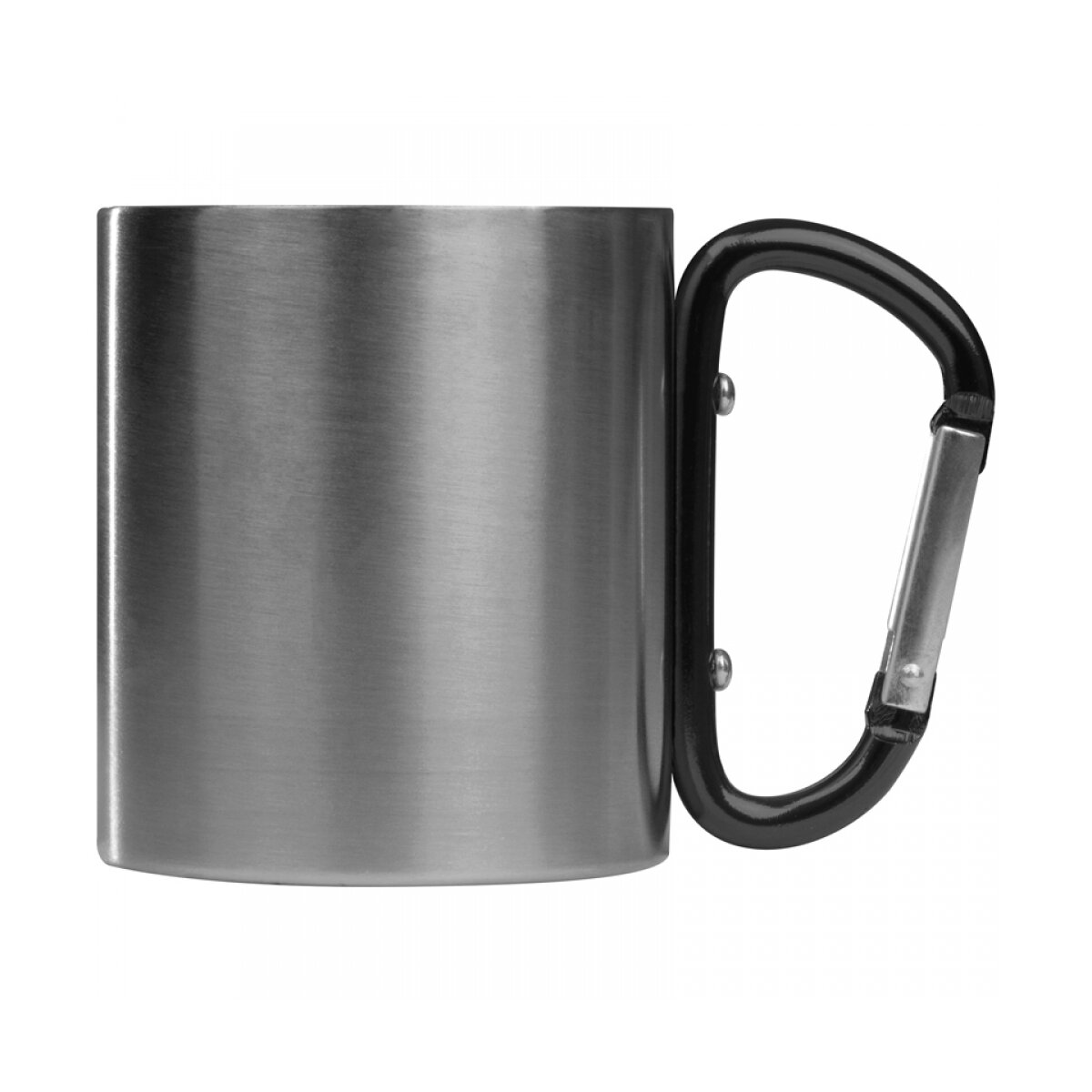 Metalowy kubek z karabińczykiem 180 ml - czarny
