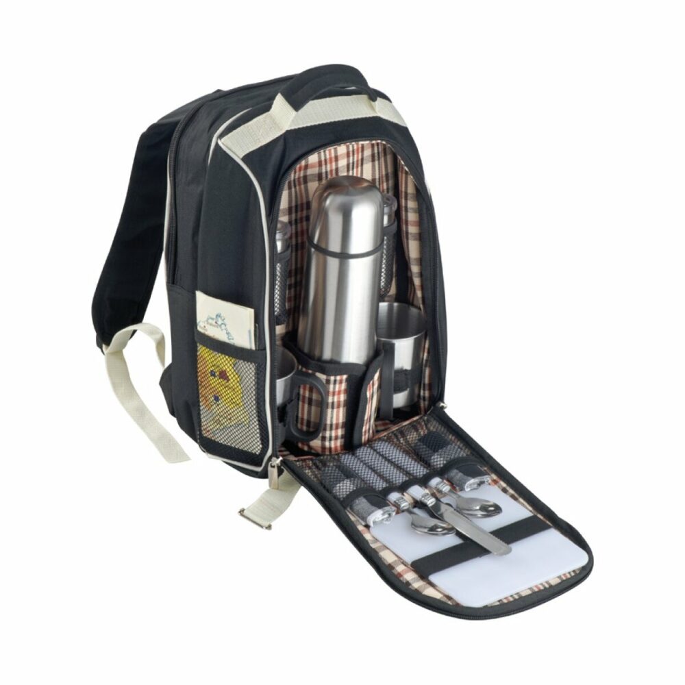 Plecak piknikowy z torbą chłodzącą, na 2 osoby - czarny