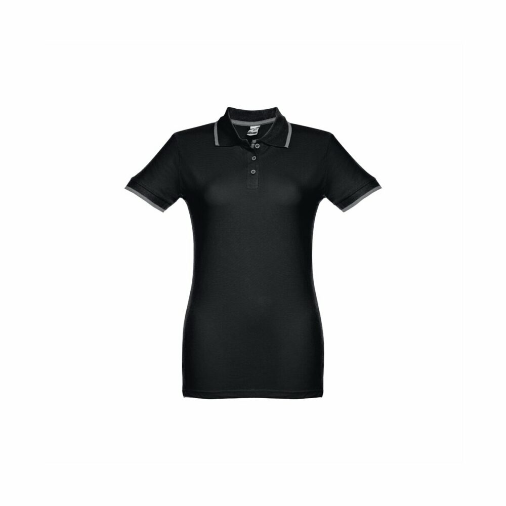 THC ROME WOMEN. Damski slim fit polo t-shirt - Czarny