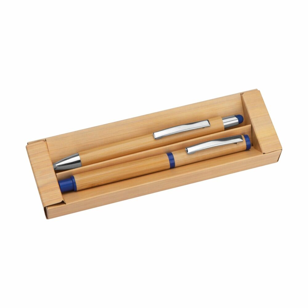 Zestaw piśmienniczy bambusowy - niebieski