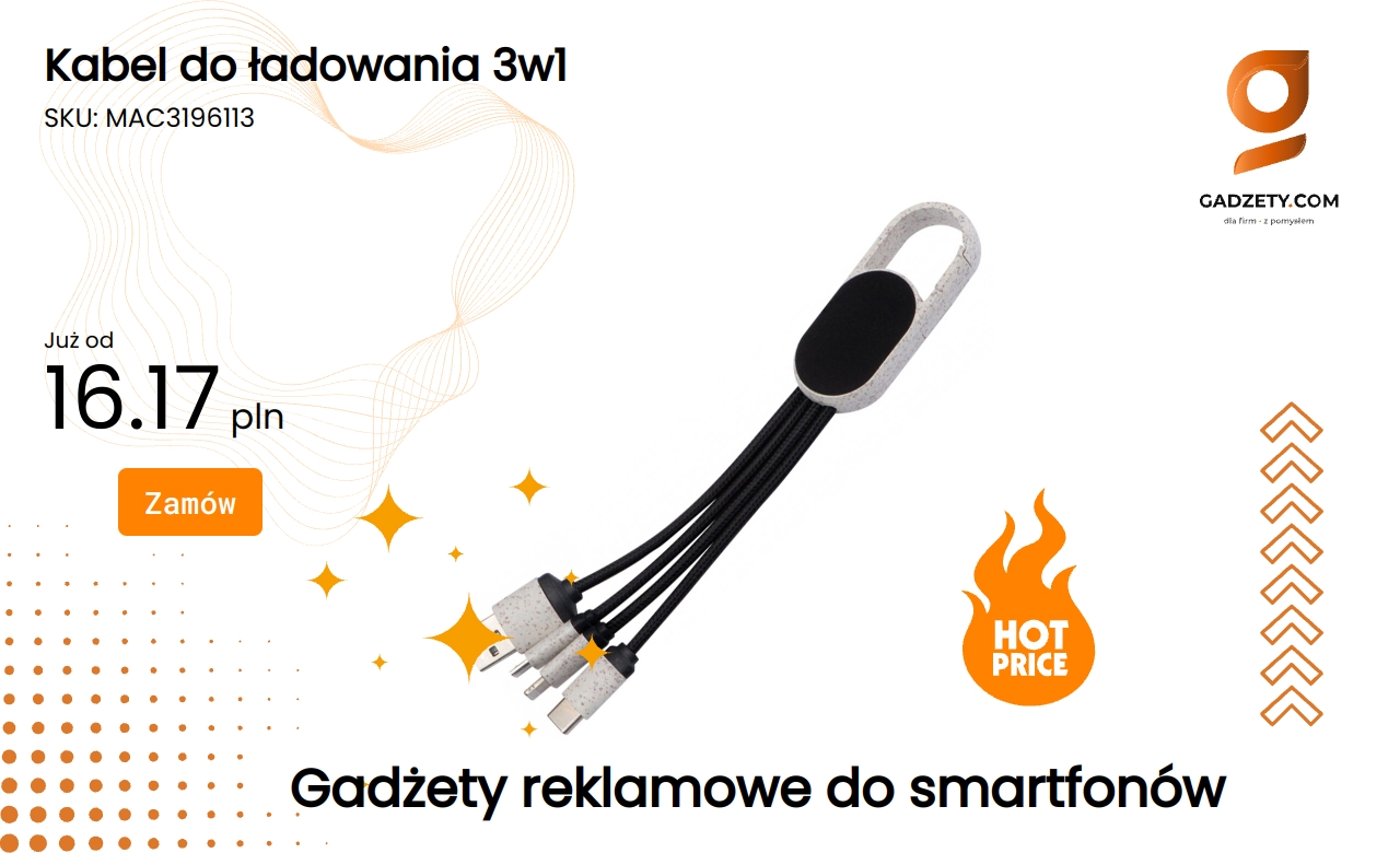 Kabel do ładowania 3w1 z różnymi końcówkami