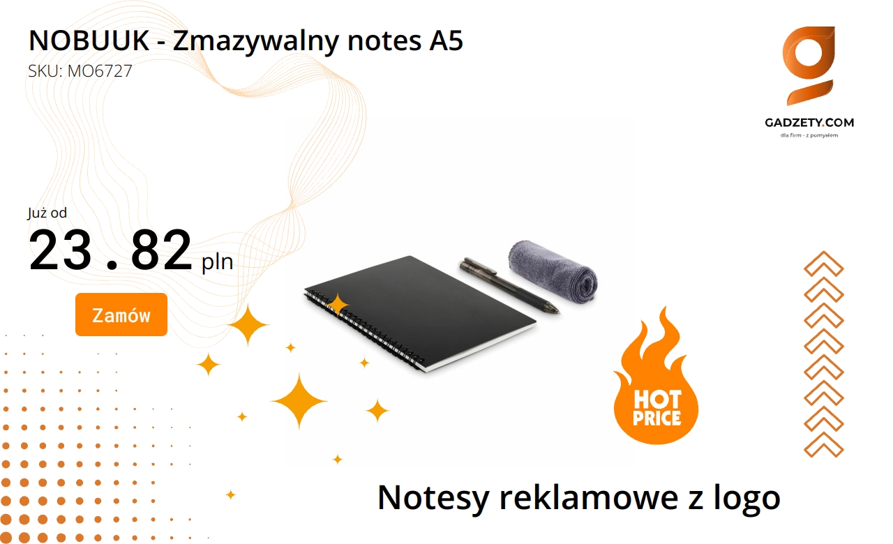 Zmazywalny notes A5 marki NOBUUK