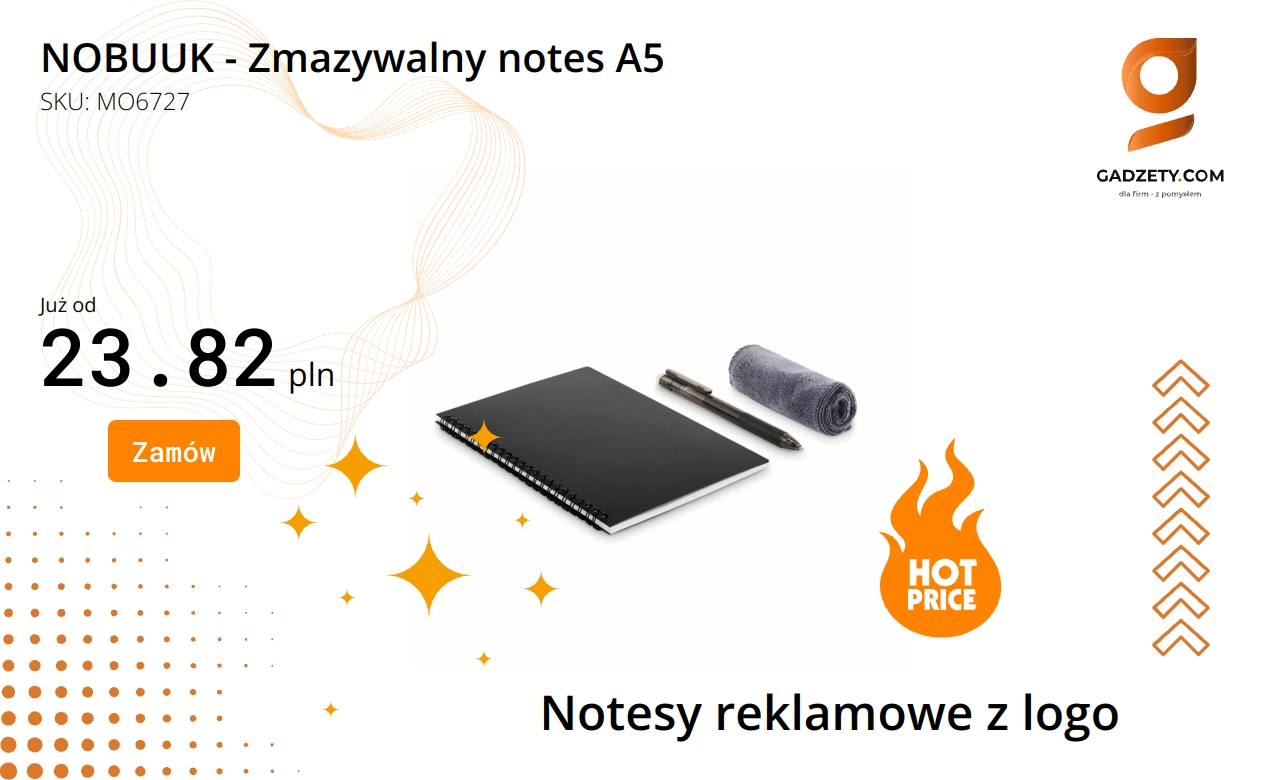 Zmazywalny notes A5 marki NOBUUK