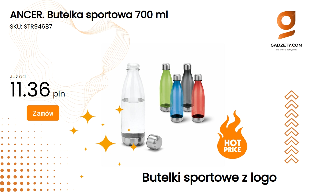 ANCER. Butelka sportowa 700 ml Butelka sportowa ANCER o pojemności 700 ml
