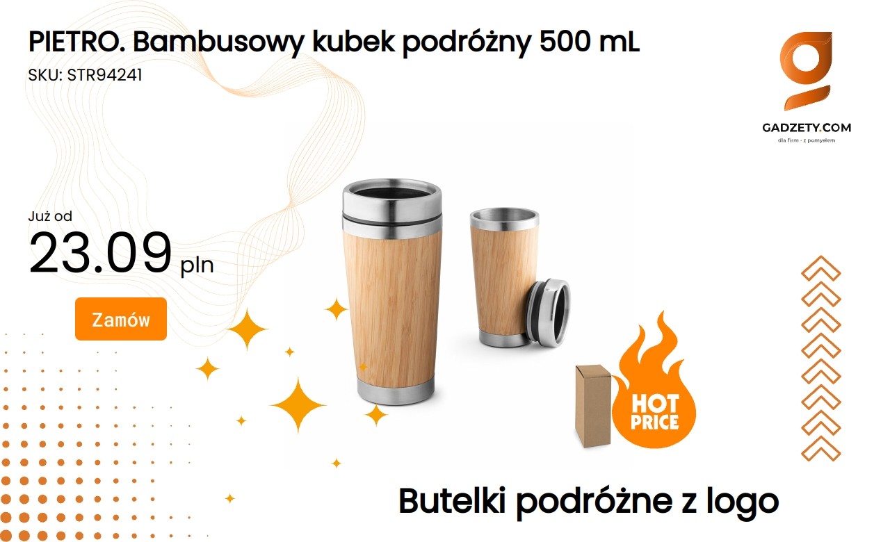 Bambusowy kubek podróżny Pietro o pojemności 500 mL