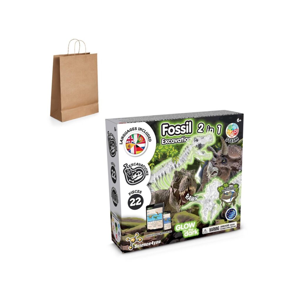 2 in 1 Fossil Excavation Kit III Gra edukacyjna dostarczana z papierową torebką prezentową (115 g/m²)