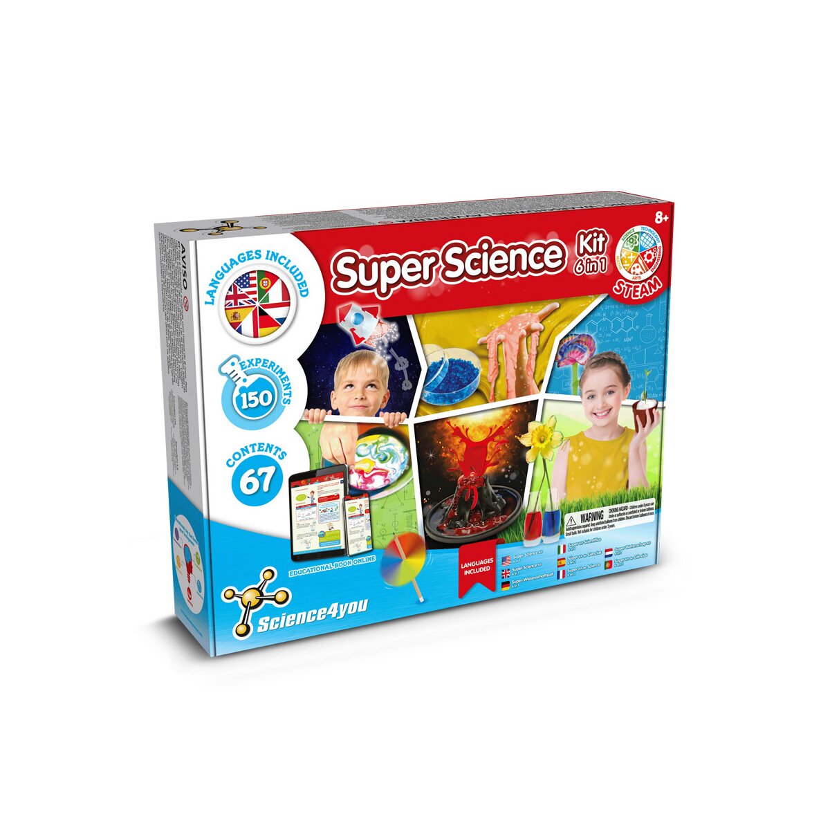 6 in 1 Super Science Kit III. Gra edukacyjna dostarczana z papierową torebką prezentową (115 g/m²) - Naturalny
