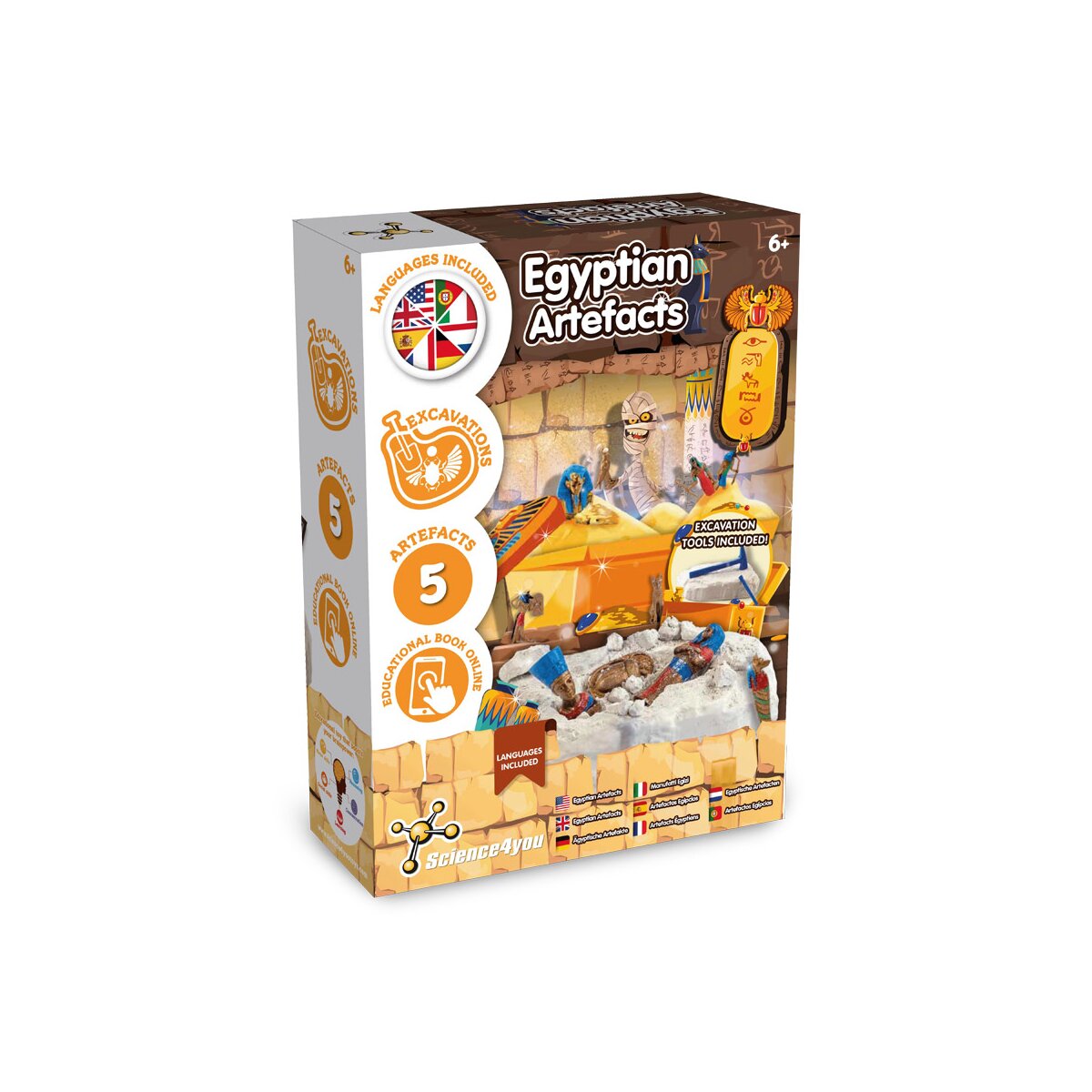 Ancient Egypt Excavation Kit II. Gra edukacyjna dostarczana z papierową torebką prezentową (90 g/m²) - Biały