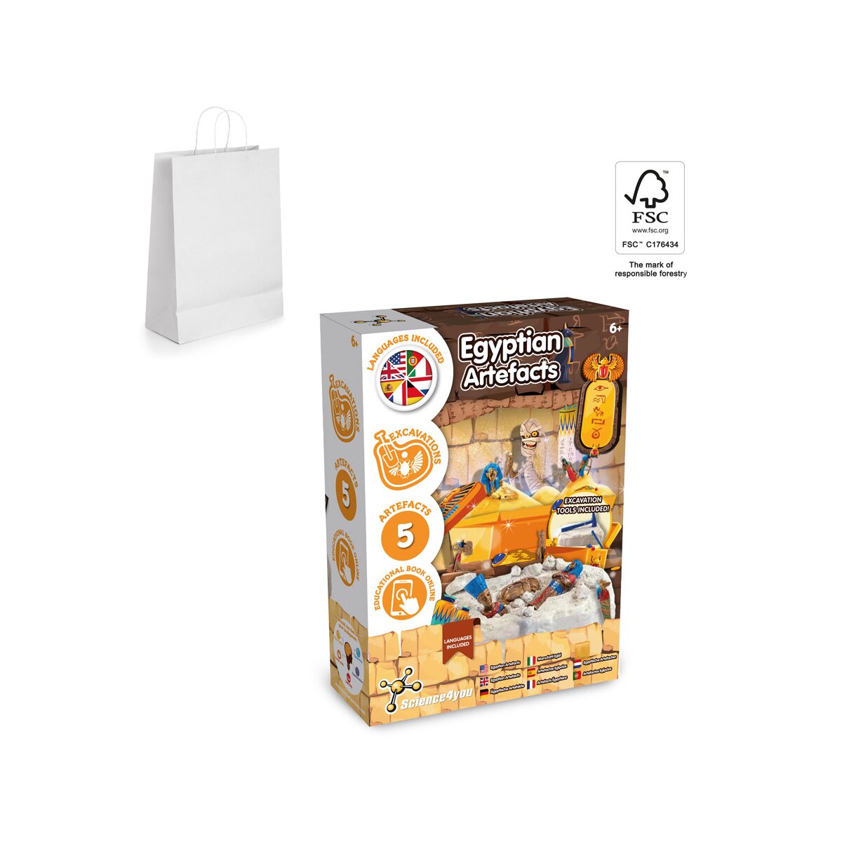 Ancient Egypt Excavation Kit II Gra edukacyjna dostarczana z papierową torebką prezentową (90 g/m²)