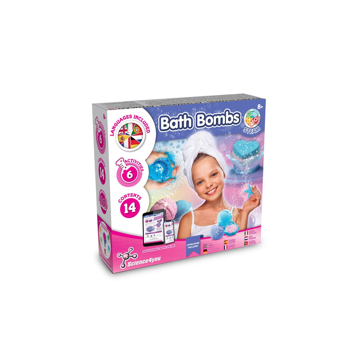 Bath Bombs Kit III. Gra edukacyjna dostarczana z papierową torebką prezentową (115 g/m²) - Naturalny