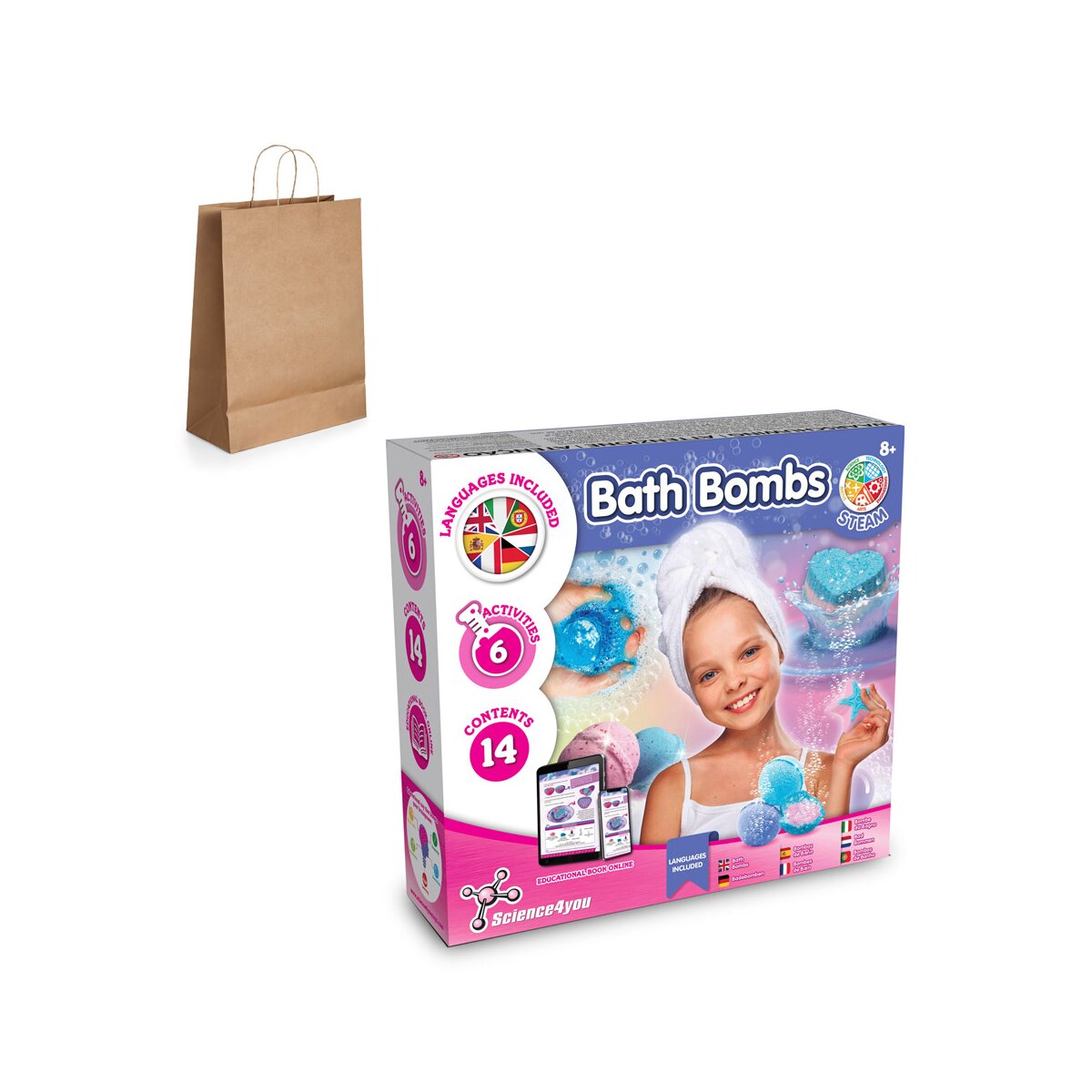 Bath Bombs Kit III Gra edukacyjna dostarczana z papierową torebką prezentową (115 g/m²)
