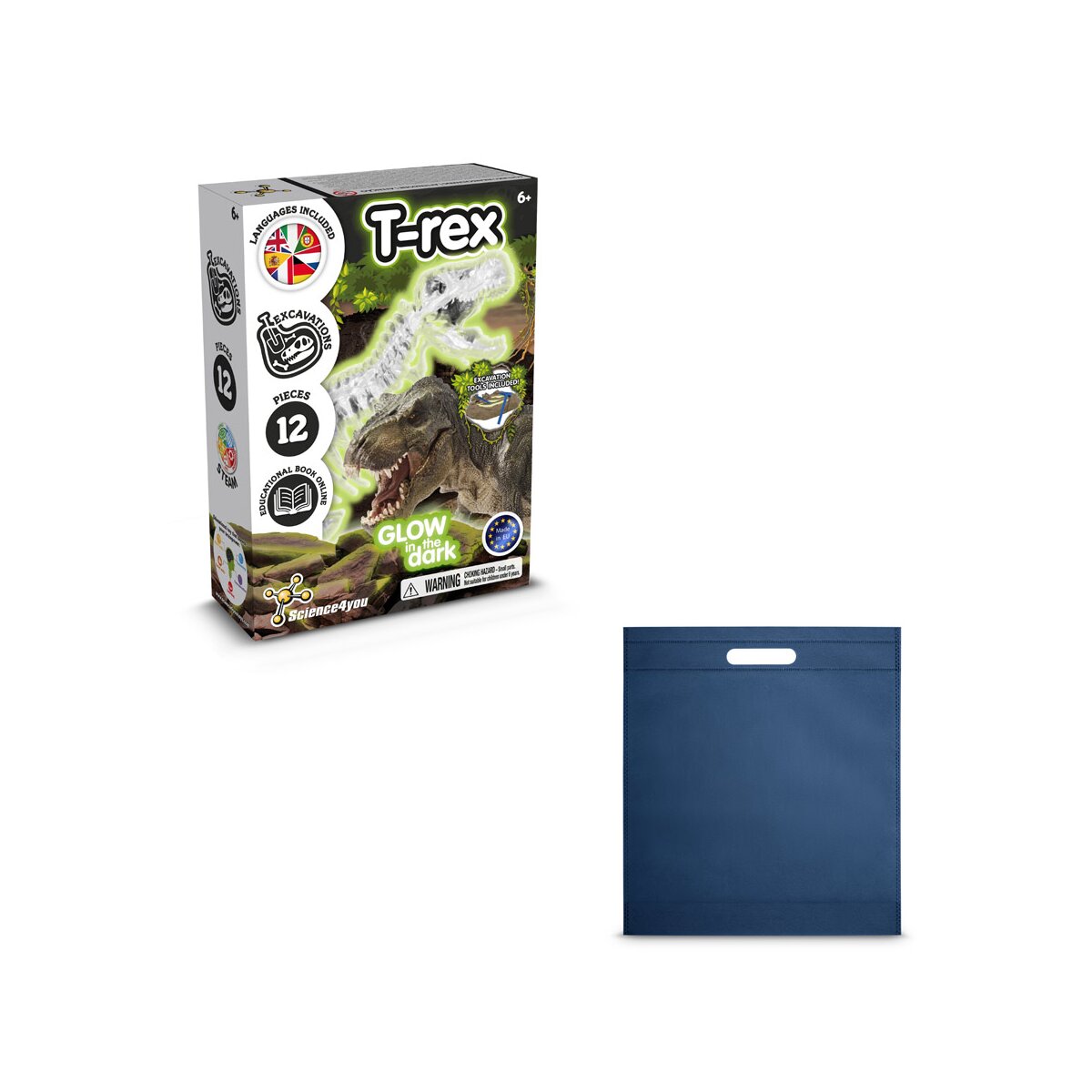Fossil Excavation Kit IV. Gra edukacyjna dostarczany z torebką prezentową z włókniny (80 g/m²) - Granatowy