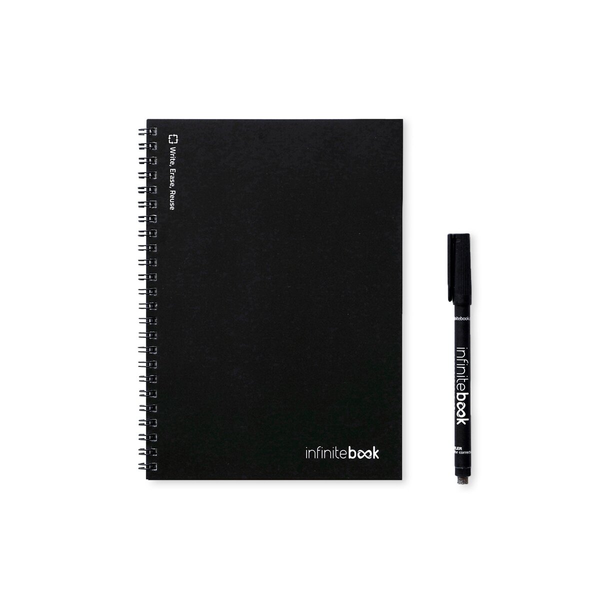 INFINITEBOOK PLAIN A5. Infinitebook z elastyczną okładką i 15 zwykłymi stronami do tablicy - Czarny