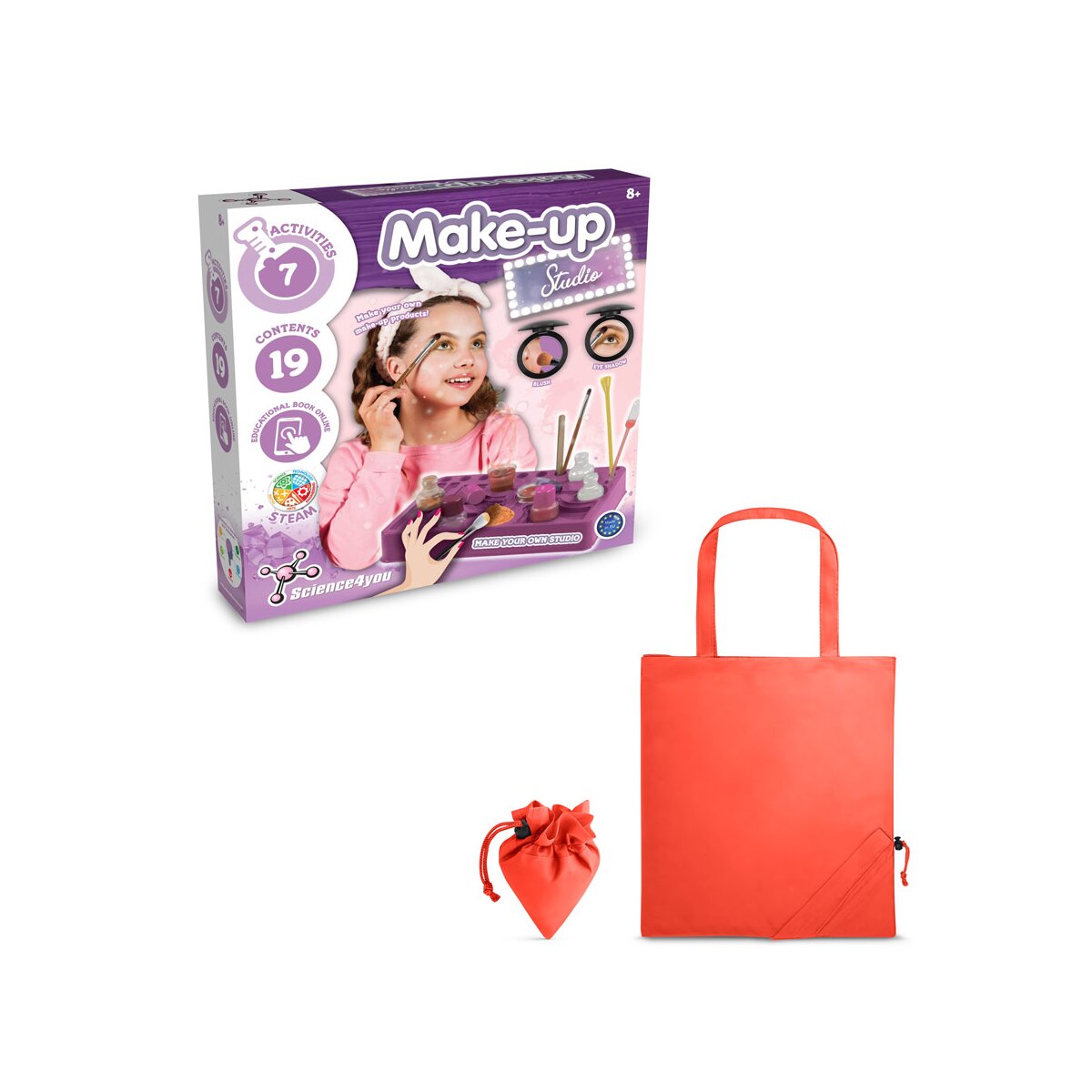 Makeup Studio Kit II. Gra edukacyjna dostarczany ze składaną torbą prezentową 190T - Czerwony