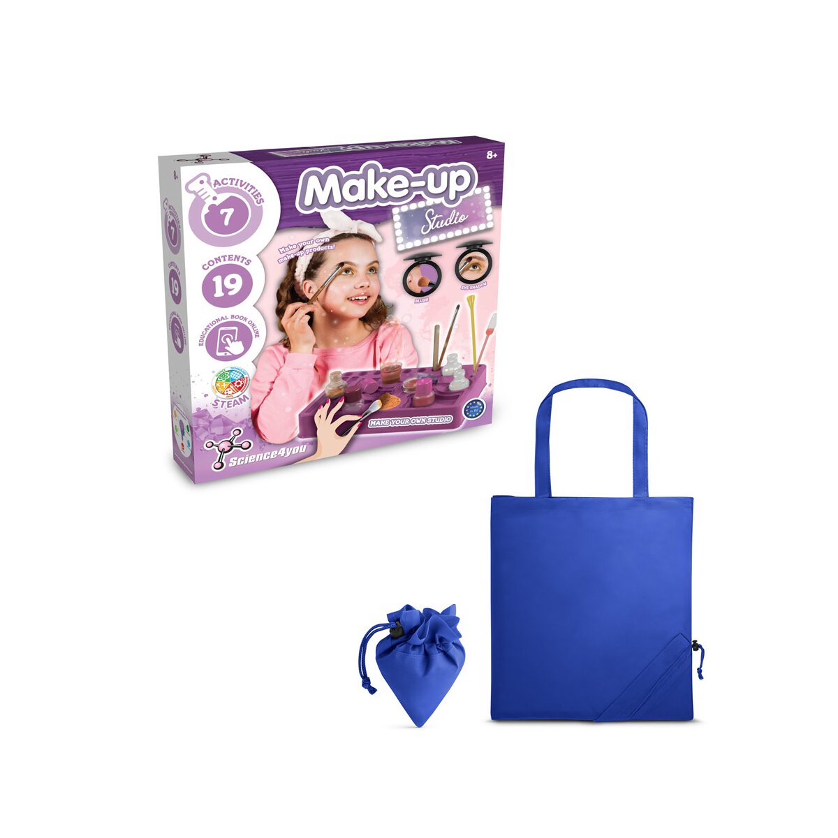 Makeup Studio Kit II. Gra edukacyjna dostarczany ze składaną torbą prezentową 190T - Szafirowy