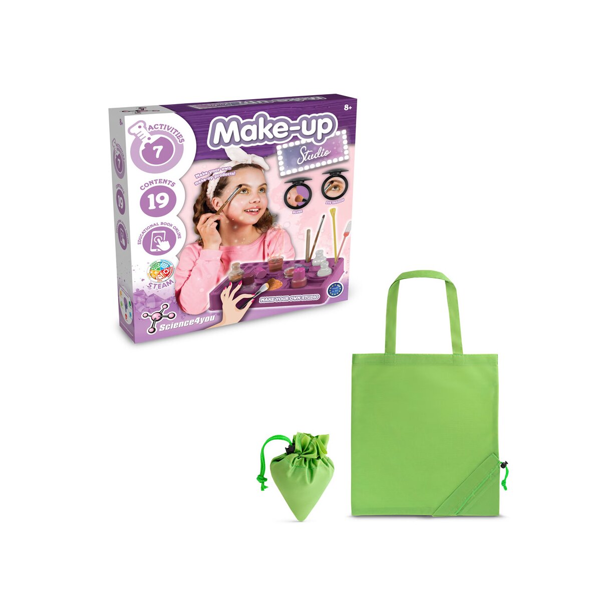 Makeup Studio Kit II. Gra edukacyjna dostarczany ze składaną torbą prezentową 190T - Jasno zielony