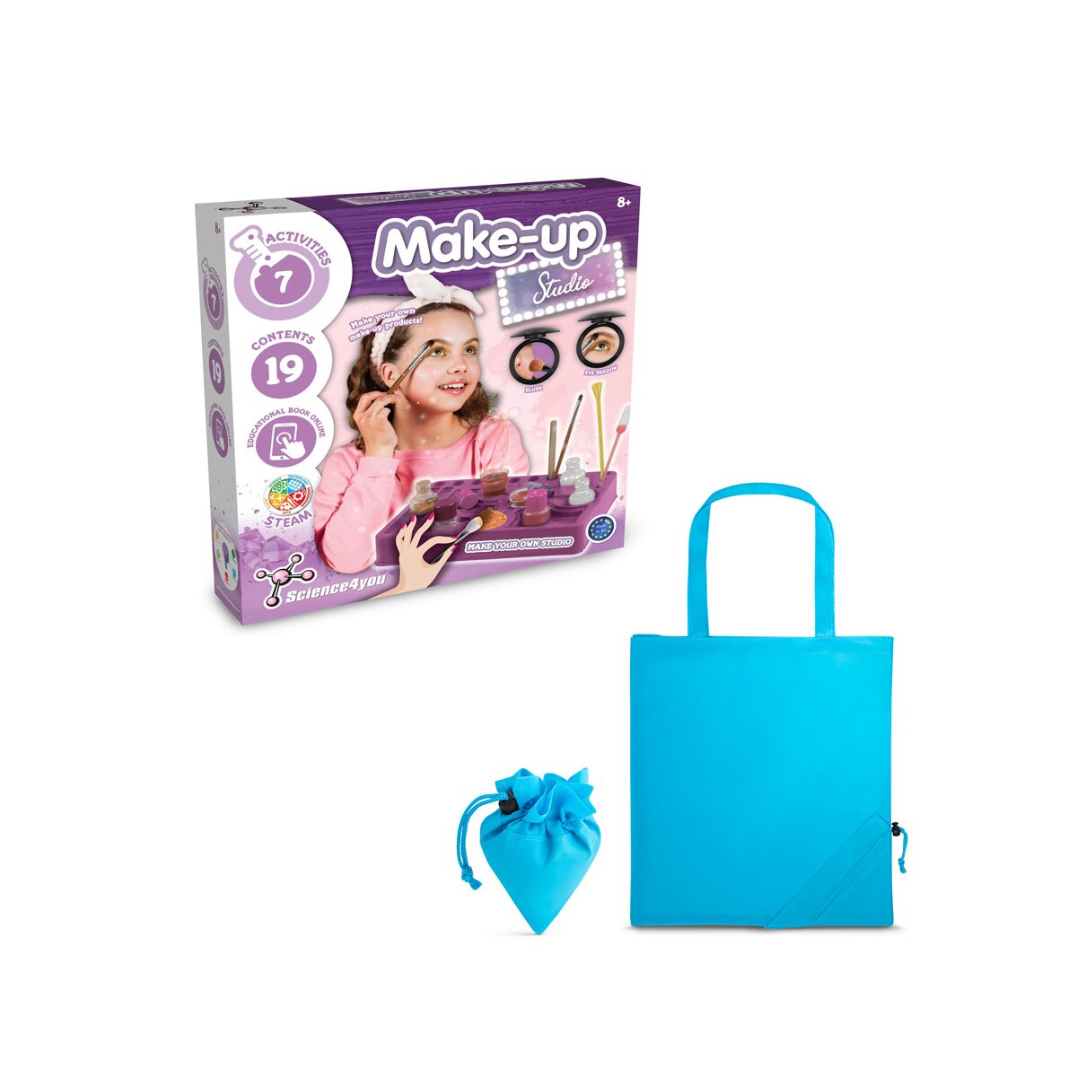 Makeup Studio Kit II. Gra edukacyjna dostarczany ze składaną torbą prezentową 190T - Błękitny