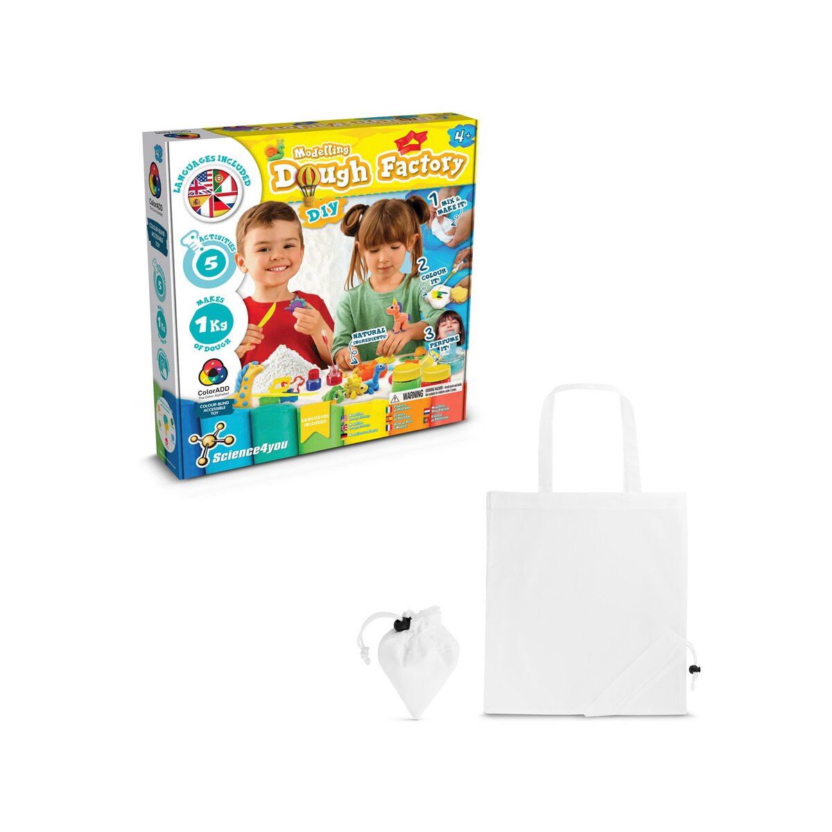Modeling Dough Factory Kit II. Gra edukacyjna dostarczany ze składaną torbą prezentową 190T - Biały