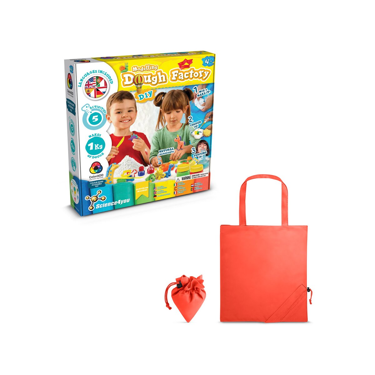 Modeling Dough Factory Kit II. Gra edukacyjna dostarczany ze składaną torbą prezentową 190T - Czerwony