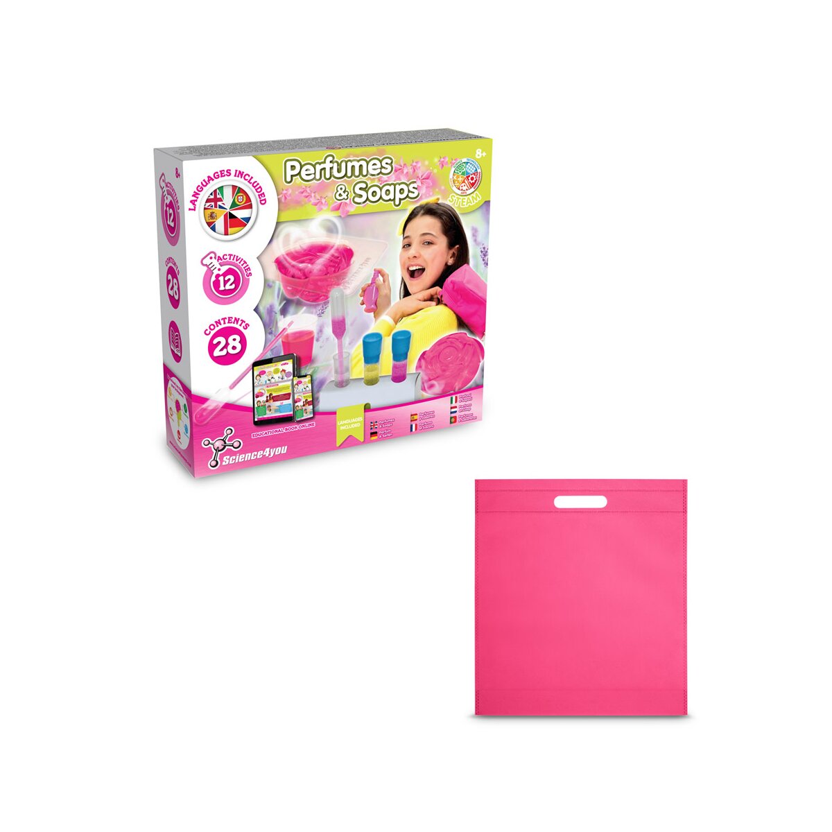Perfume & Soap Factory Kit IV. Gra edukacyjna dostarczany z torebką prezentową z włókniny (80 g/m²) - Różowy