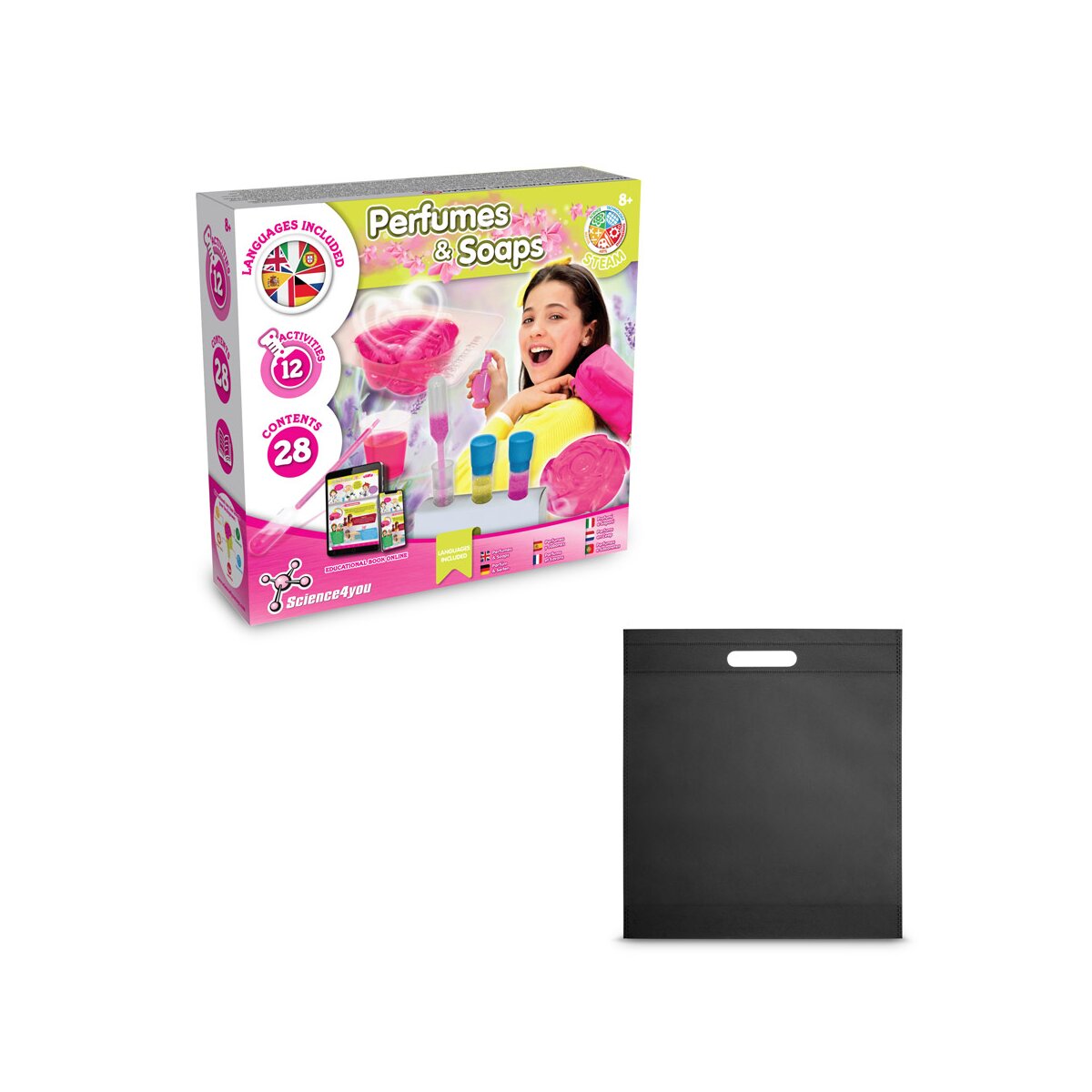 Perfume & Soap Factory Kit IV. Gra edukacyjna dostarczany z torebką prezentową z włókniny (80 g/m²) - Czarny