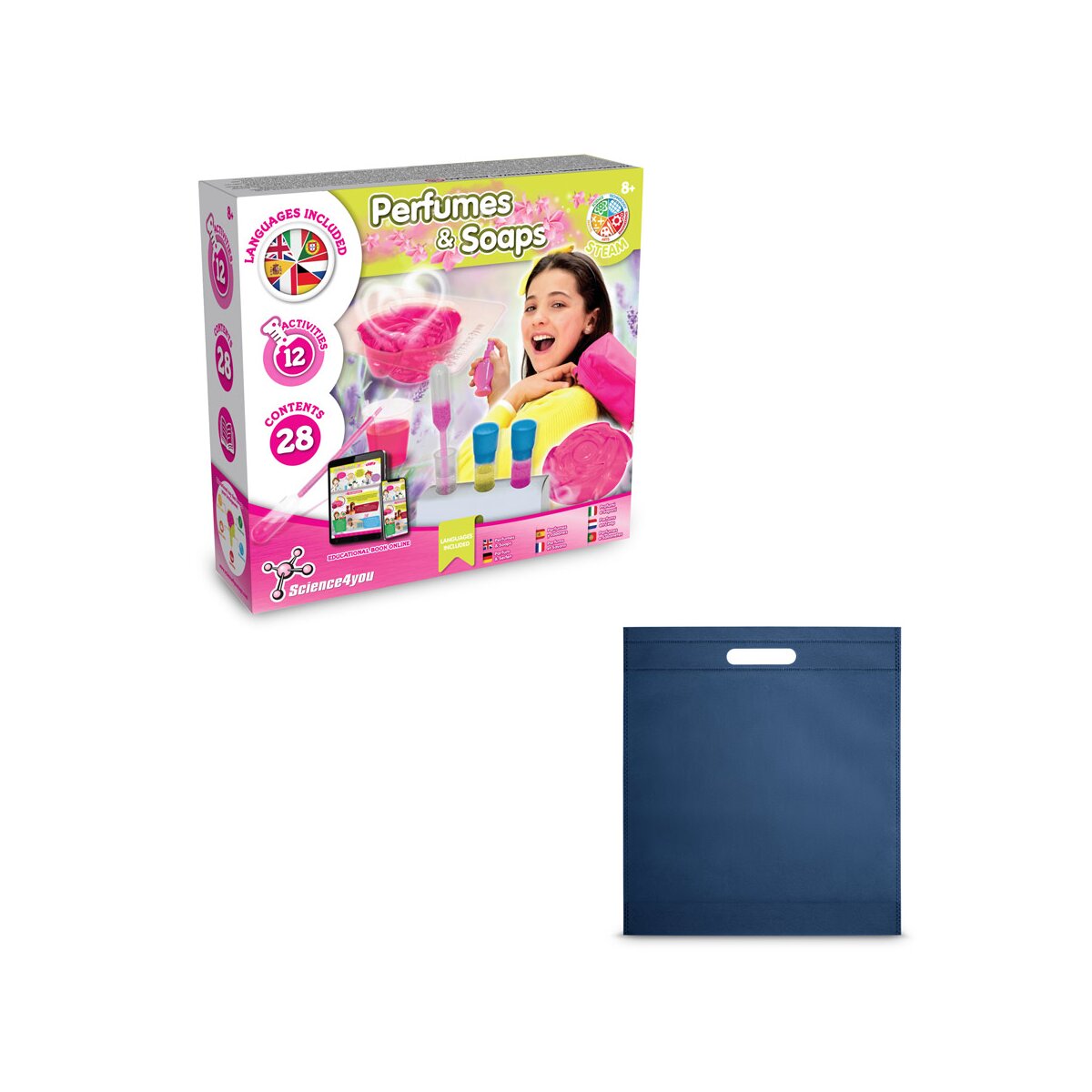 Perfume & Soap Factory Kit IV. Gra edukacyjna dostarczany z torebką prezentową z włókniny (80 g/m²) - Granatowy