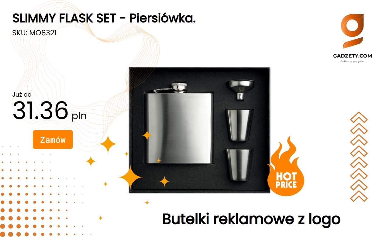 SLIMMY FLASK SET - Piersiówka. Zestaw SLIMMY FLASK SET z piersiówką