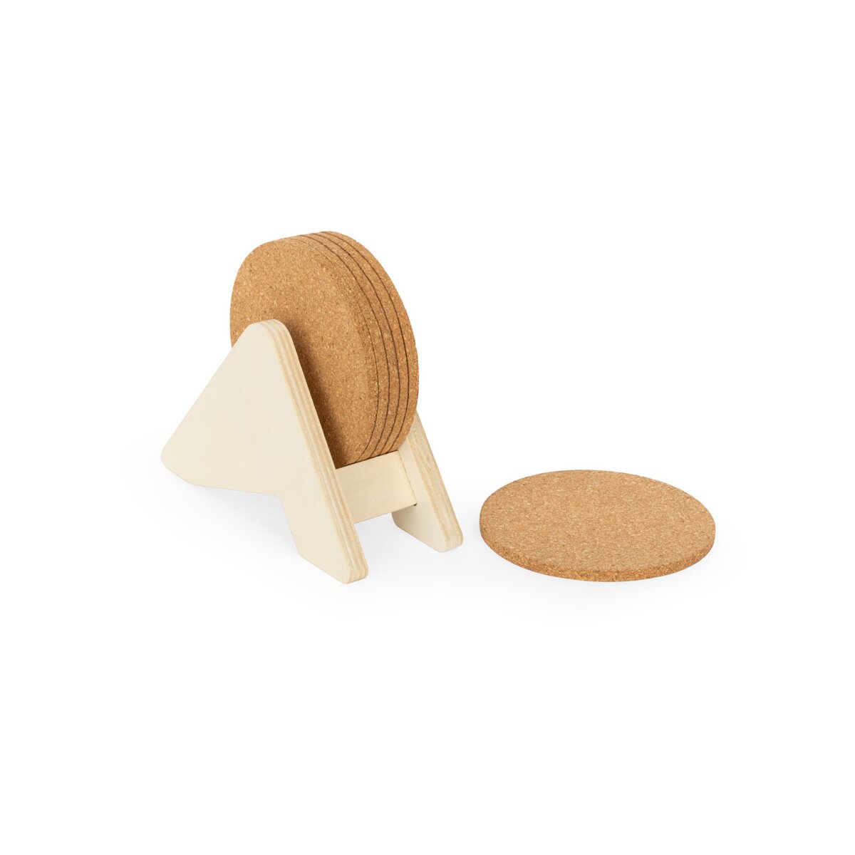 PLYCORK Stojak ze sklejki z 6 korkowymi podstawkami