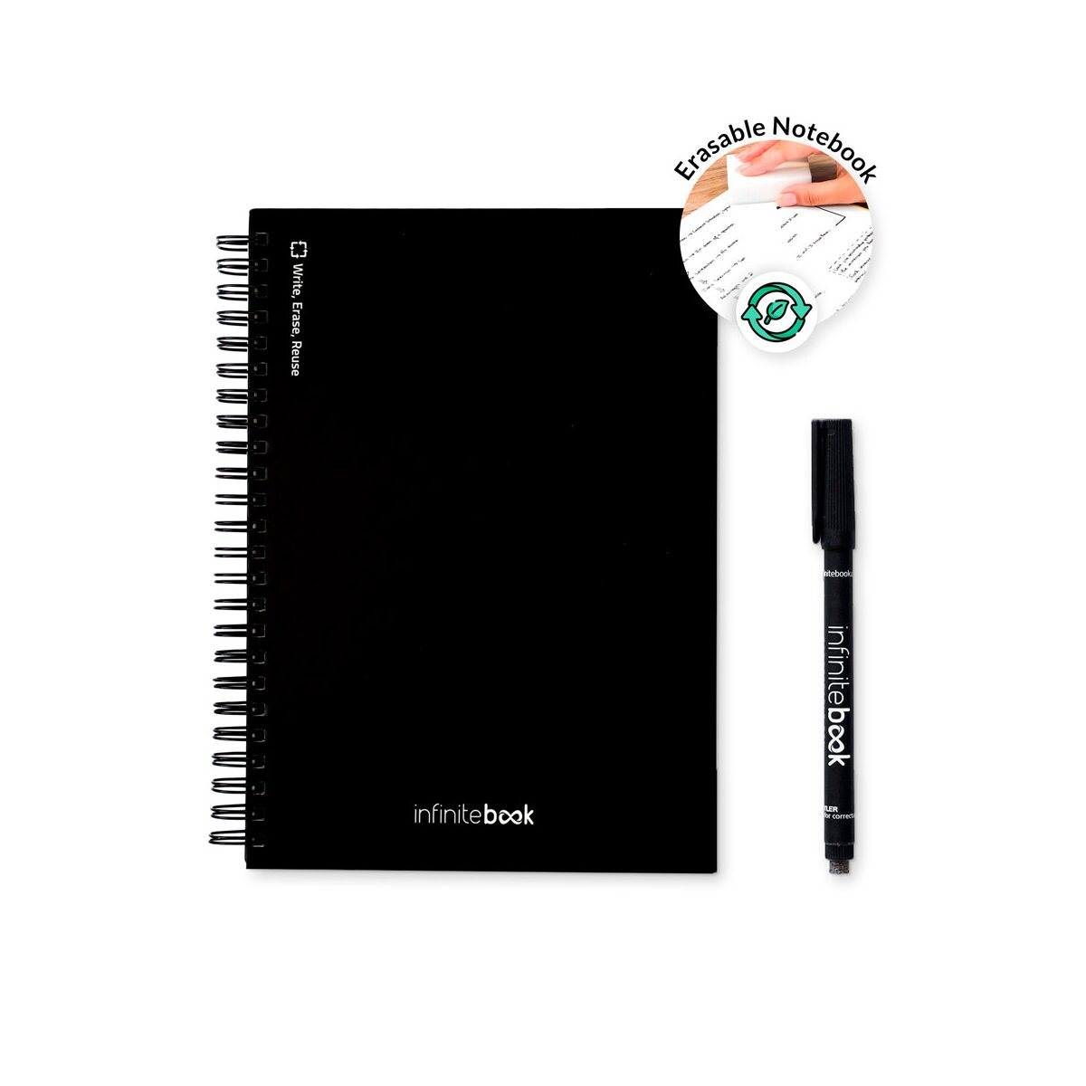 STARTER KIT INFINITEBOOK A5 Zestaw zawiera „Infinitebook”, zestaw do czyszczenia, marker i uchwyt na marker