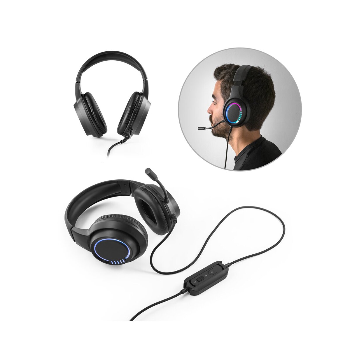 Thorne Headset RGB Słuchawki ABS z 2-metrowym kablem, mikrofonem i diodami LED RGB