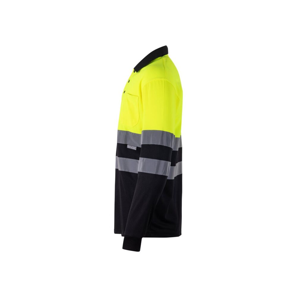 VL VULCAN Dwukolorowa koszulka polo w ptasie oczy (160 g/m²) z długimi rękawami, z poliestru (100%)