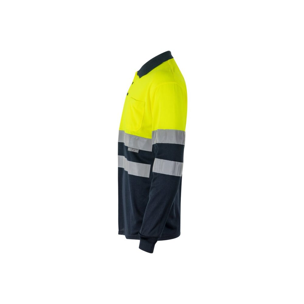 VL VULCAN Dwukolorowa koszulka polo w ptasie oczy (160 g/m²) z długimi rękawami, z poliestru (100%)