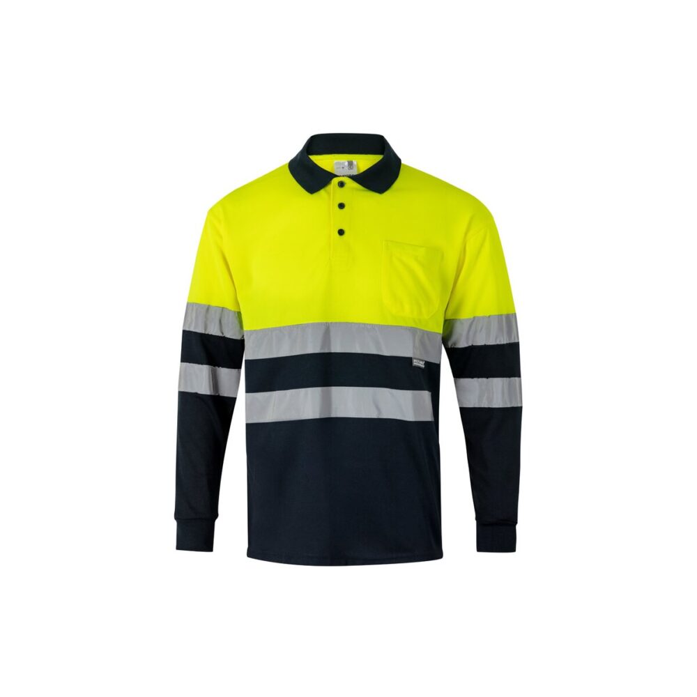 VL VULCAN LARGE. Dwukolorowa koszulka polo w ptasie oczy (160 g/m²) z długim rękawem