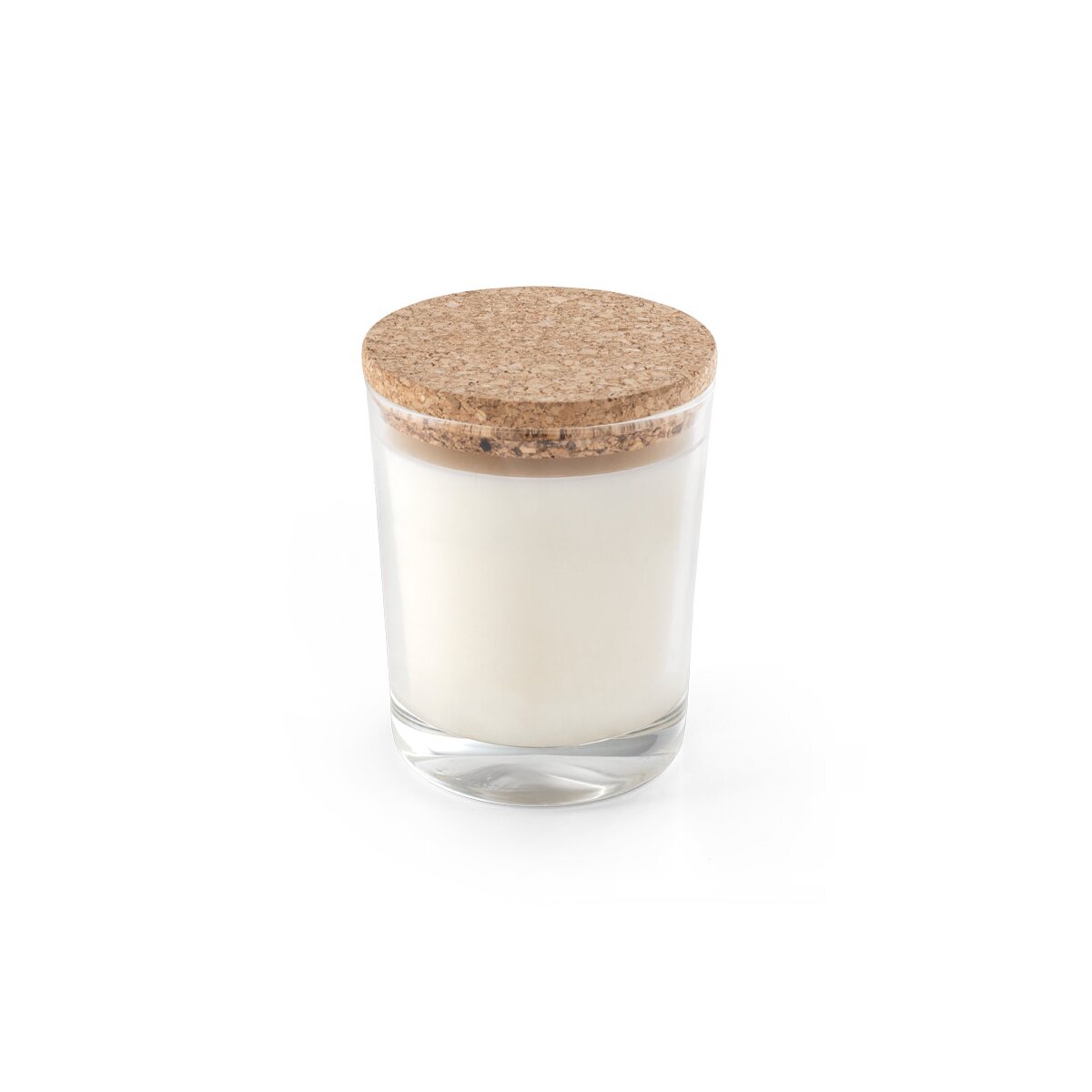 ZEN 180. Aromatyczna świeca w szklanym kubku z korkową pokrywką 180 g - Transparentny