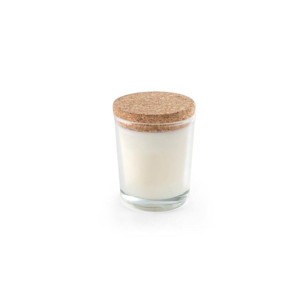 ZEN 80. Aromatyczna świeca w szklanym kubku z korkową pokrywką 80 g - Transparentny