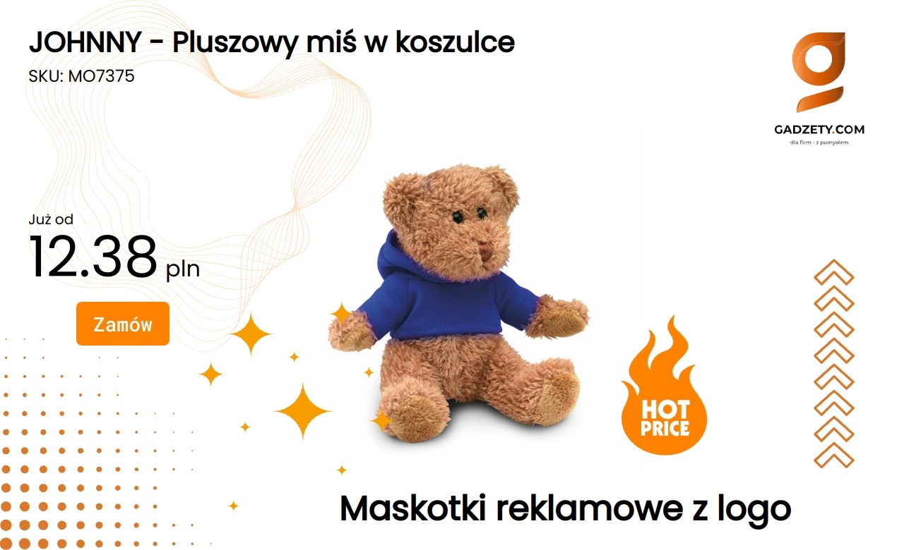 JOHNNY - Pluszowy miś w koszulce Pluszowy miś Johnny w koszulce