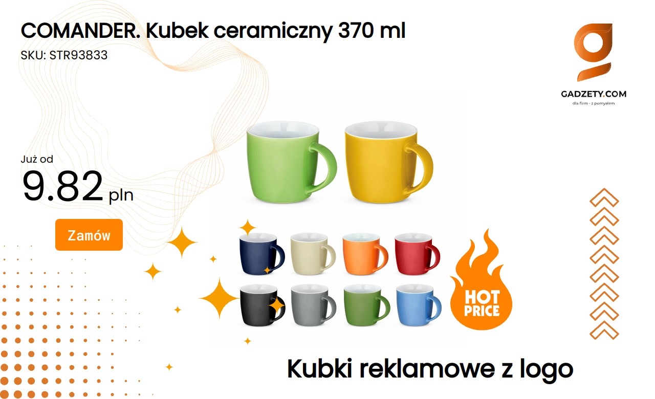 COMANDER. Kubek ceramiczny 370 ml COMANDER kubek ceramiczny o pojemności 370 ml