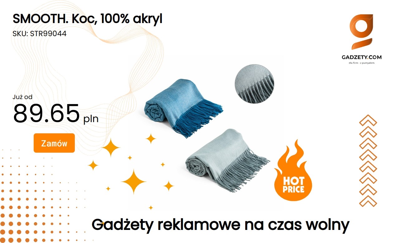 SMOOTH. Koc, 100% akryl Koc SMOOTH wykonany z 100% akrylu