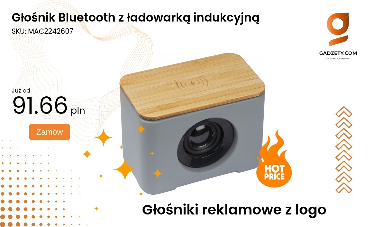 Głośnik Bluetooth z ładowarką indukcyjną Głośnik Bluetooth z funkcją ładowarki indukcyjnej