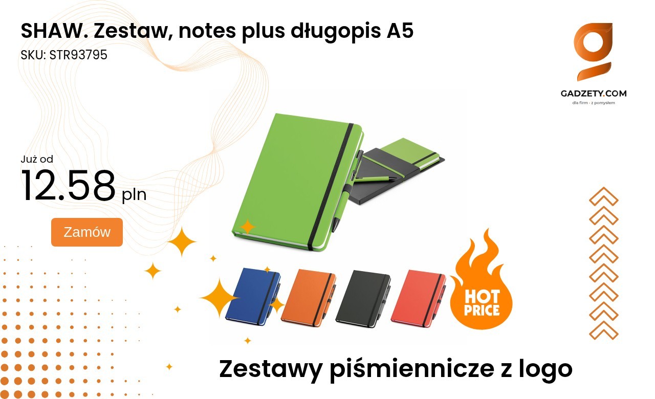 SHAW. Zestaw, notes plus długopis A5 Zestaw SHAW z notesem A5 i długopisem