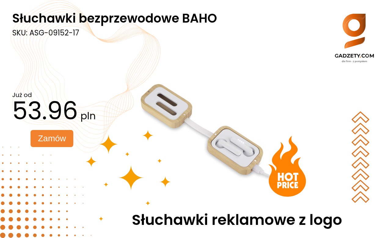 Słuchawki bezprzewodowe BAHO Słuchawki bezprzewodowe BAHO w kolorze czarnym