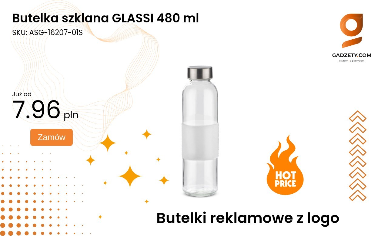 Butelka szklana GLASSI o pojemności 480 ml