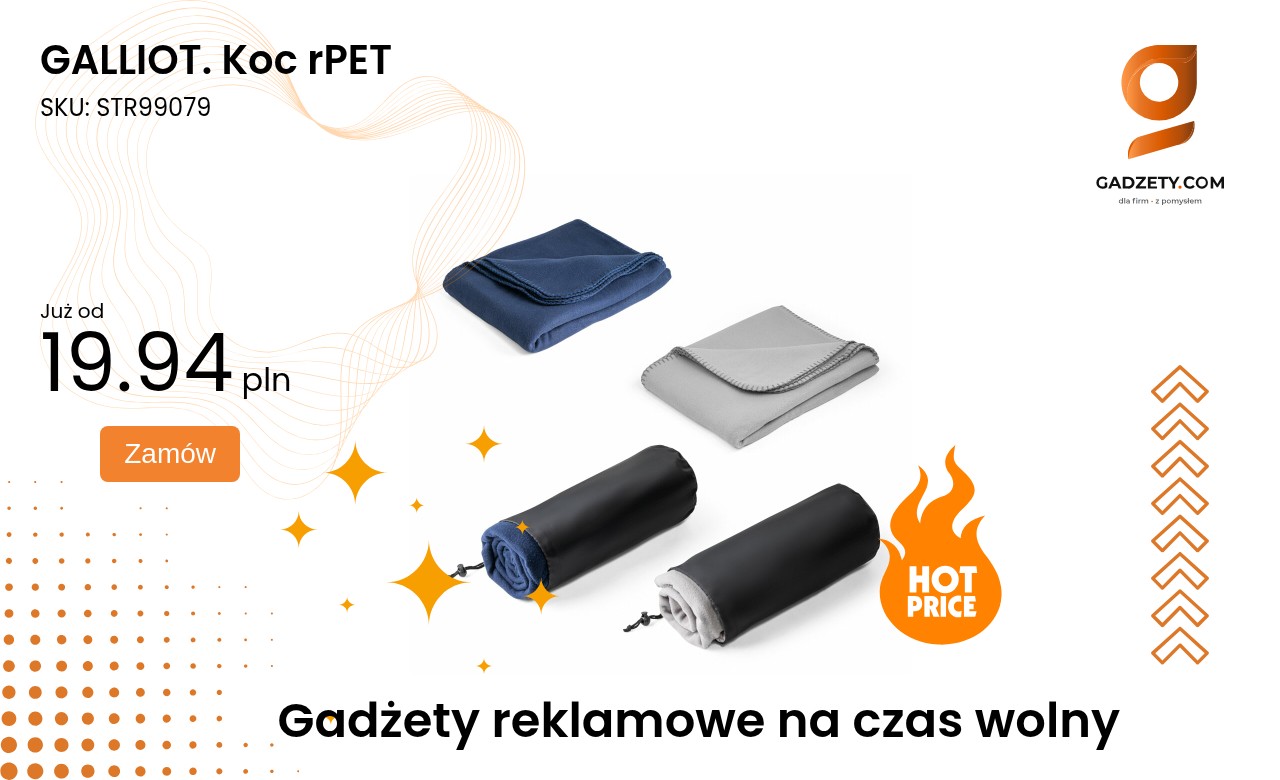 GALLIOT. Koc rPET Ekologiczny koc GALLIOT wykonany z recyklingowego PET